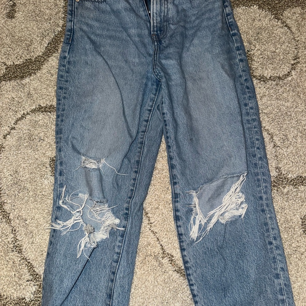 Express Blue Distressed High Rise Jeans
